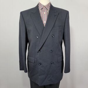 Jones New York Men's DBL Breast Sport Coat Six Button‎ Deep Navy Striped 44R